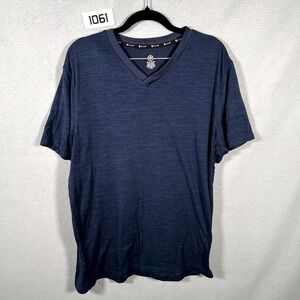 Gaiam T Shirt Mens Large Heathered Blue V Neck Everyday Basic Short Sleeve